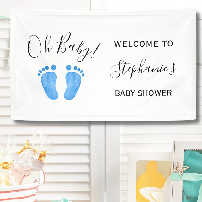 Lona Oh Baby Blue Welcome Baby Shower (Subido por el creador)