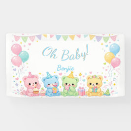 Lona Oh Baby Boy Cute Bunny Pastel Baby Shower