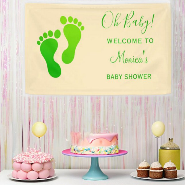 Lona Oh Baby Green Welcome Baby Shower (Subido por el creador)