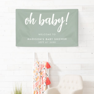 Lona Oh Baby Modern Elegant Sage Green Baby Shower