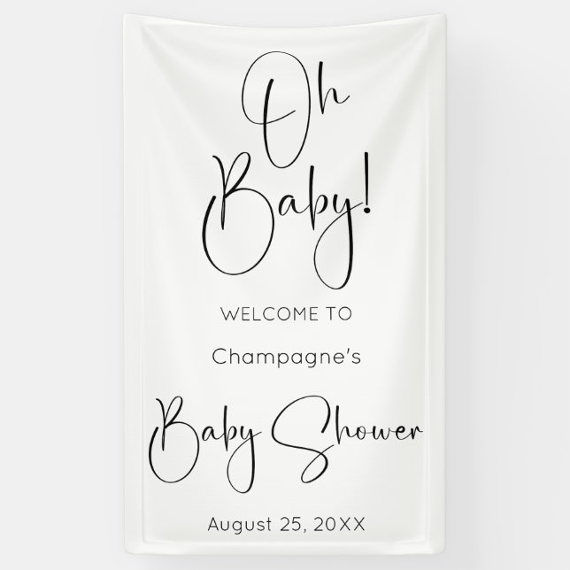Lona Oh Baby Modern Script Baby Shower (Vertical)