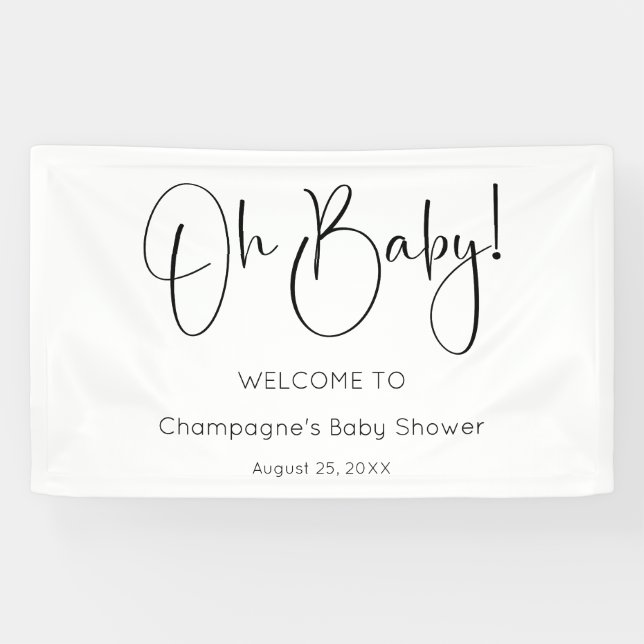 Lona Oh Baby Modern Script Baby Shower (Horizontal)