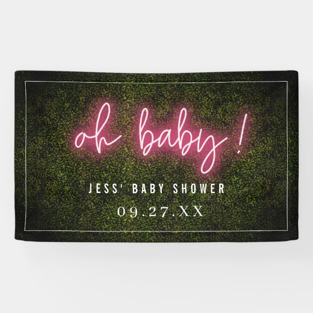 Lona Oh Baby Pink Neon Boxwood Baby Shower (Horizontal)