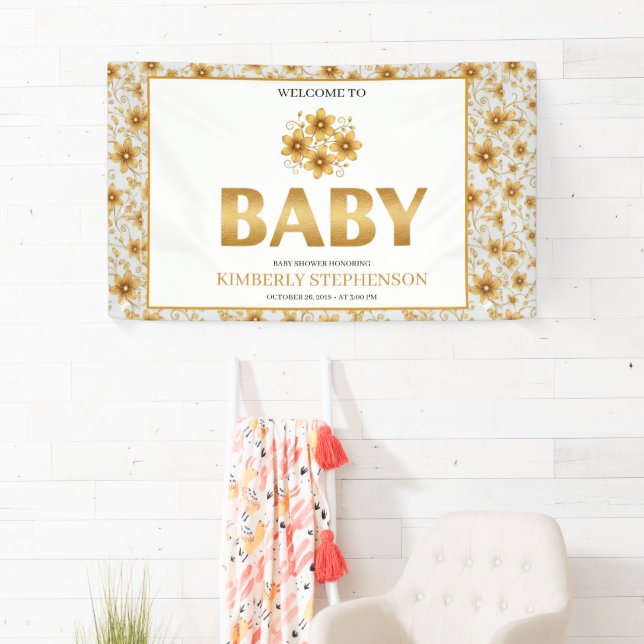 Lona Oh Baby Watercolor Rose Gold Baby Shower (In situ)