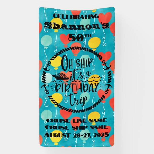 Lona Oh Barco es una puerta de crucero de cumpleaños (Vertical)