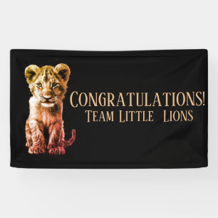 Lona Oh Bebé Gran Gato Gris 2 Líneas Personalizado Text