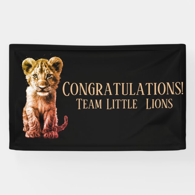 Lona Oh Bebé Gran Gato Gris 2 Líneas Personalizado Text (Horizontal)