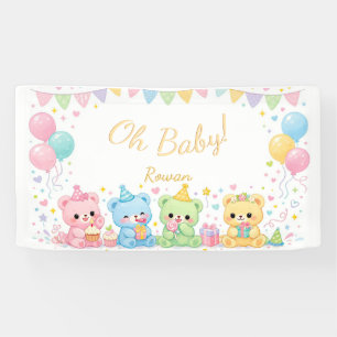Lona Oh Bebé Neutro Conejito Tierno Pastel Shower de Be