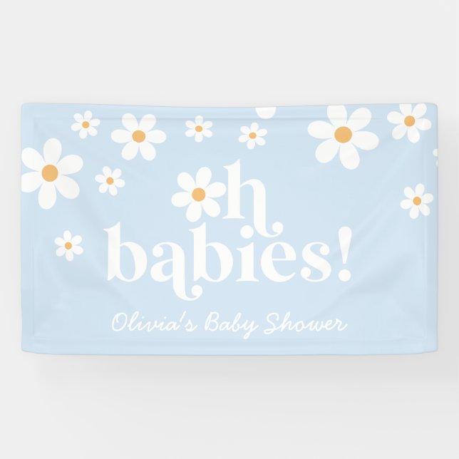 Lona ¡Oh Bebés! Retro Daisy boho fiesta de bebé (Horizontal)