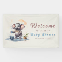 Oh Boy Elephant Rustic Gold Blue Baby Shower