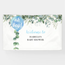 Oh Boy globo vegetación eucalipto baby shower