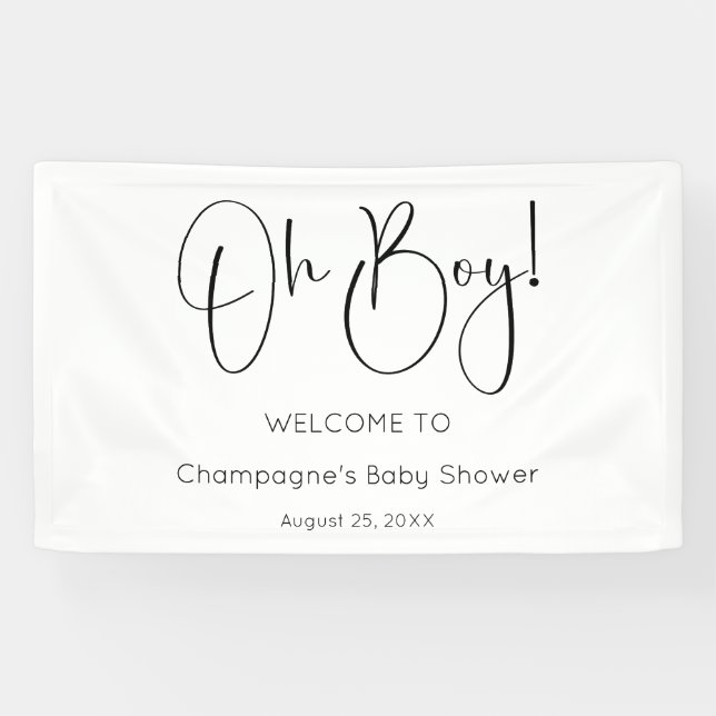 Lona Oh Boy Modern Script Baby Shower (Horizontal)