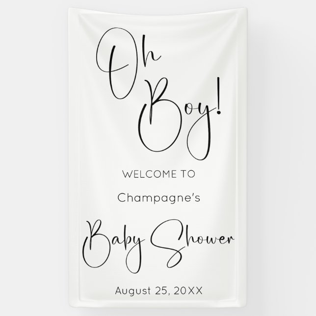 Lona Oh Boy Modern Script Baby Shower (Vertical)