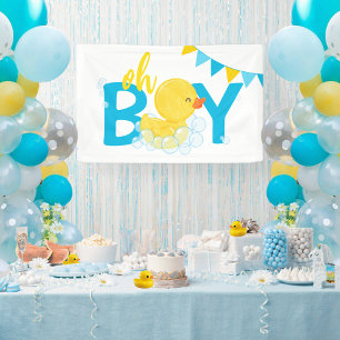 Lona Oh Boy Watercolor Pato de Goma Baby Shower