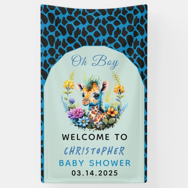 Lona ¡Oh, chico! Baby Giraffe Baby Shower (Vertical)