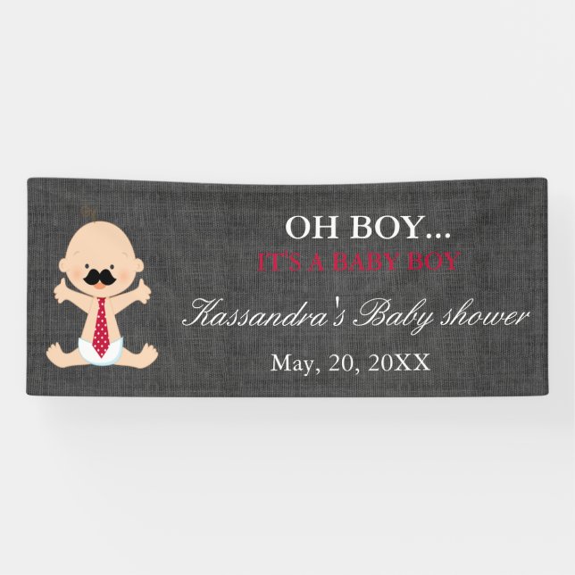 Lona ¡OH! Pequeña bandera de la ducha del bebé del (Horizontal)