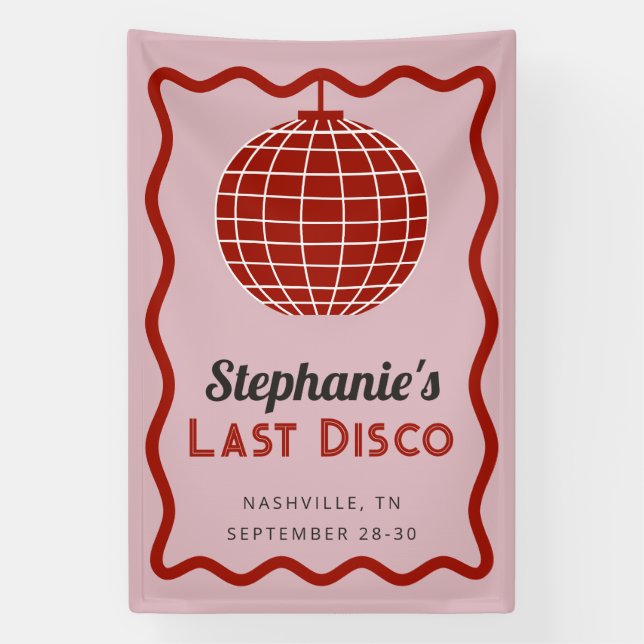 Lona Ola Retro Rosa y Roja Última Disco Despedida de So (Vertical)