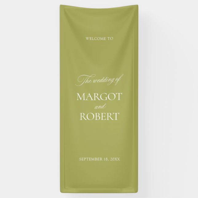 Lona Olive Green Wedding Welcome Sign Banner (Vertical)