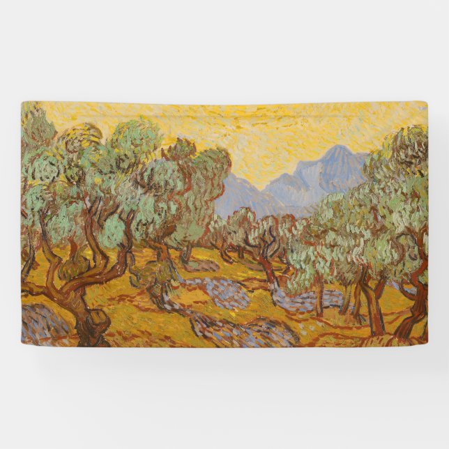 Lona Olivos de Van Gogh Cielo Sol Amarillo (Horizontal)