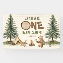 Lona One Happy Camper 1st Birthday Vinyl Banner