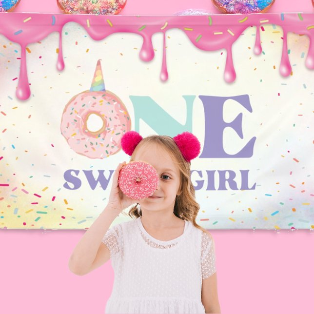 Lona One Sweet Girl Pastel Unicorn Donuts Birthday (Subido por el creador)