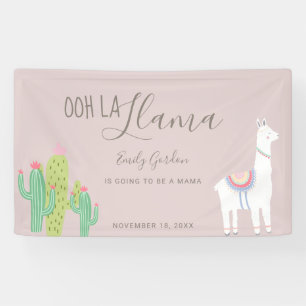 Lona Ooh La Llama Baby Shower Suculenta gris claro