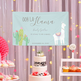 Lona Ooh La Llama Baby Shower Suculta a la Cuta Azul