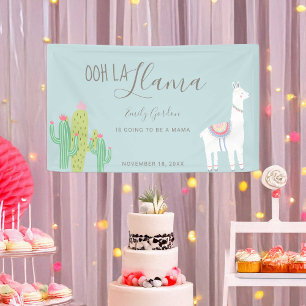 Lona Ooh La Llama Baby Shower Suculta a la Cuta Azul