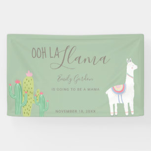 Lona Ooh La Llama Baby Shower Suculta a la Cuta Verde