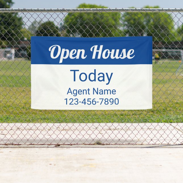Lona Open House Today Blue and White Agent Name Number (In situ)
