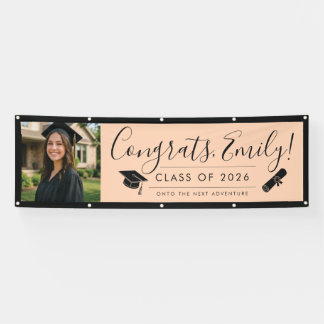 Lona ORANGE & BLK 2026 | Graduation Banner with Photo