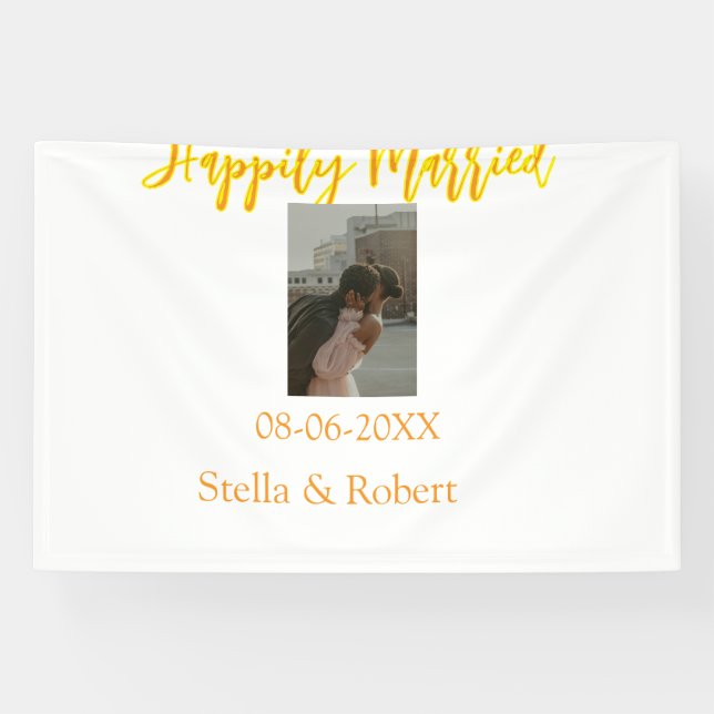 Lona Orange yellow retro photo happily married couple (Horizontal)