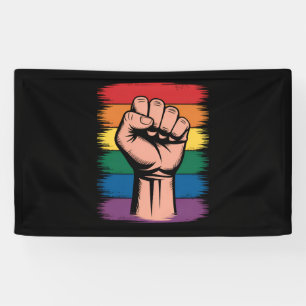 Lona Orgullo Arcoíris Puño Alzado Apoyo Derechos LGBTQ