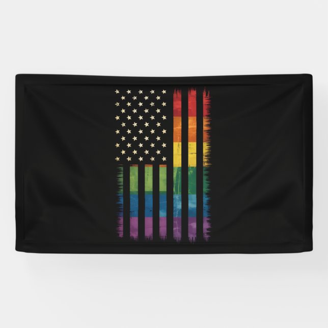 Lona Orgullo EE.UU. angustia la bandera arcoiris LGBTQ (Horizontal)