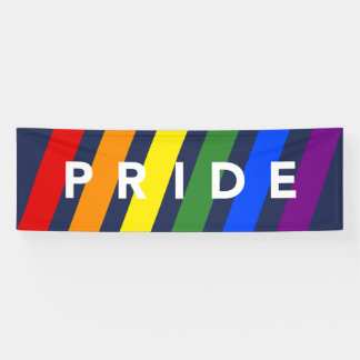 Lona Orgullo LGBTQ diagonal raya en azul marino