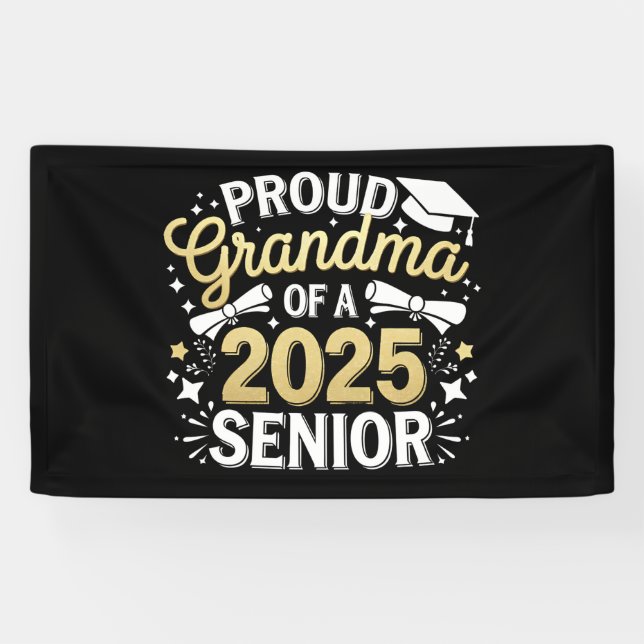Lona Orgullosa Abuela De Graduación Dorada En 2025 (Horizontal)