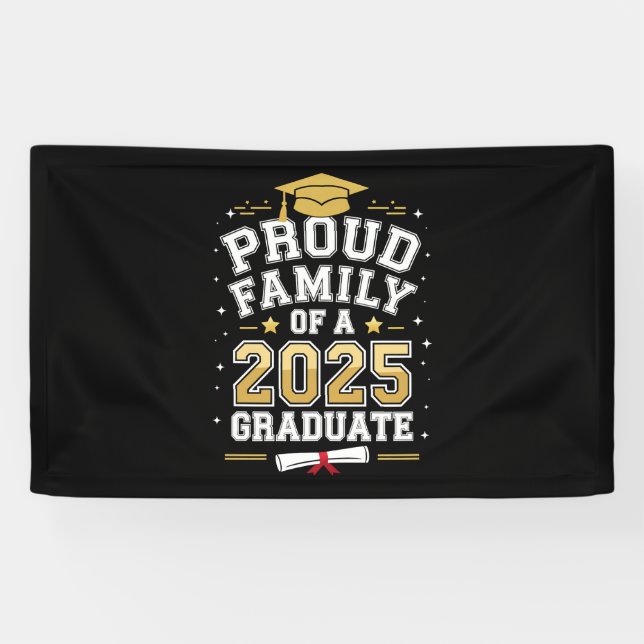 Lona Orgullosa Familia De Una Graduación De 2025 (Horizontal)