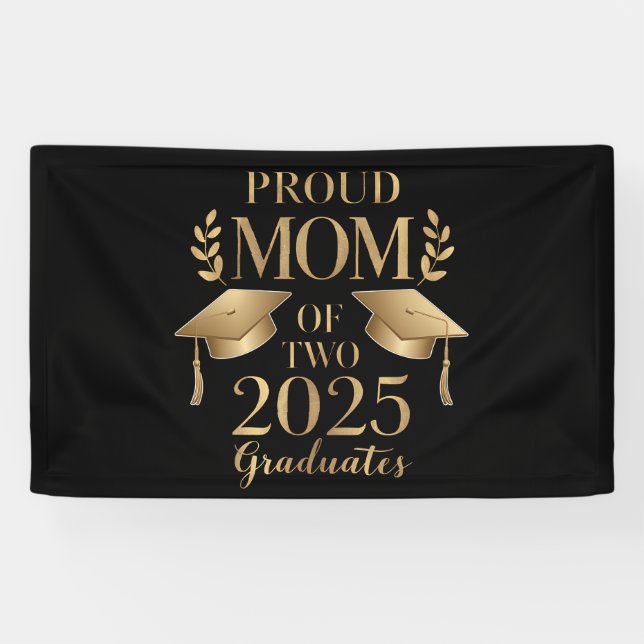 Lona Orgullosa madre de dos gemelos graduados de 2025 (Horizontal)