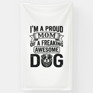 Lona Orgullosa Mamá Perro Diseño Vectorial de Grabado V