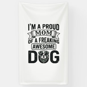 Lona Orgullosa Mamá Perro Diseño Vectorial de Grabado V