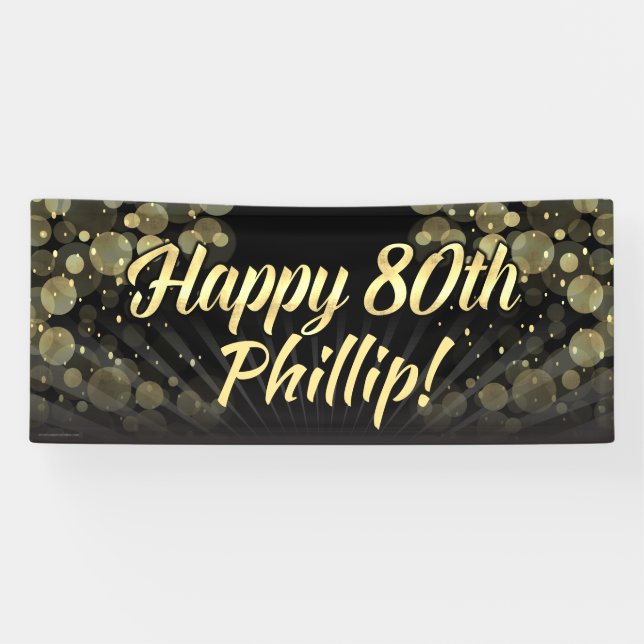 Lona Oro/80.a decoración negra de la fiesta de (Horizontal)