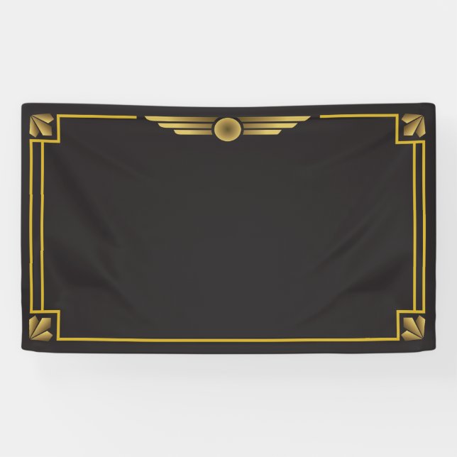 Lona Oro Art Deco sobre fondo negro (Horizontal)