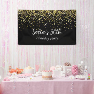 Lona oro purpurina, elegante Banner de cumpleaños
