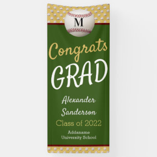 Lona Oro Verde Felicidades Graduado Béisbol Graduación