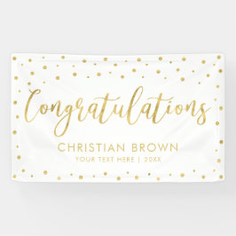 Lona Oro y blanco | Fiesta de felicitaciones, cartel de