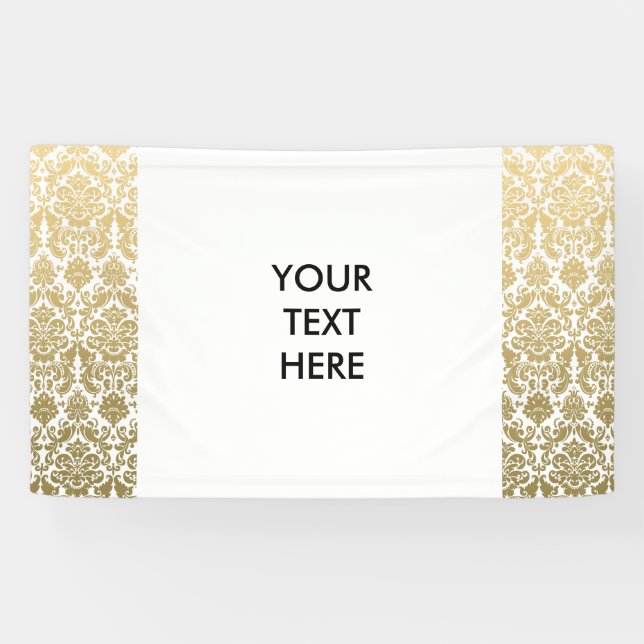 Lona Oro y modelo elegante blanco del damasco (Horizontal)