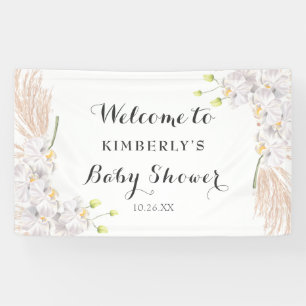 Lona Orquídeas blancas y telón de fondo de Baby Shower