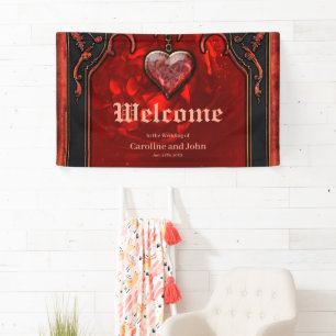 Lona Oscuridad real, corazón gótico y cráneo.