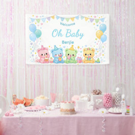 Lona Ositos De Pastel Adorables Baby Shower Niño Oh Beb