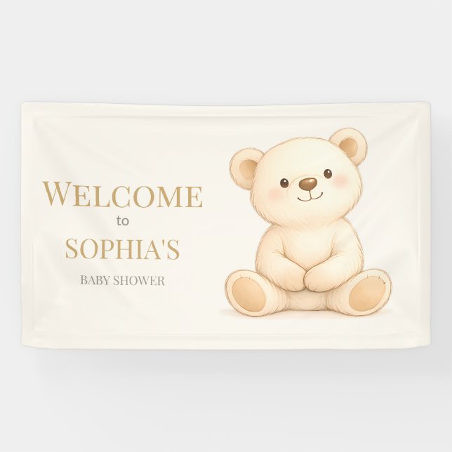 Lona Oso de peluche acuarela boho neutral (Horizontal)